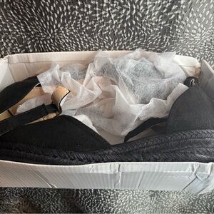 Black Espadrille Wedge Sandals